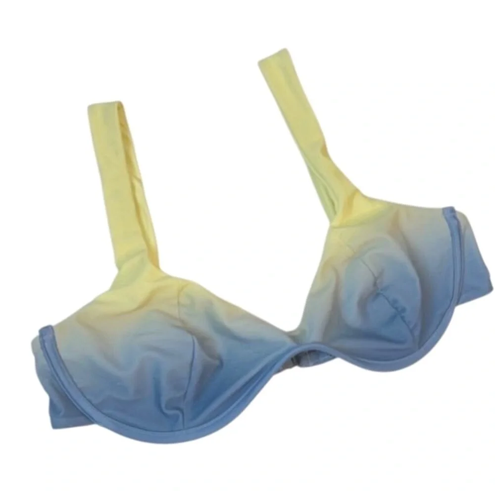 Lovers and Friends Danya Bikini Top in Yellow & Blue Ombre Full Width Wired M